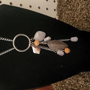 5/$12 Jewlery Silver Feather with Cute Dangles Necklace